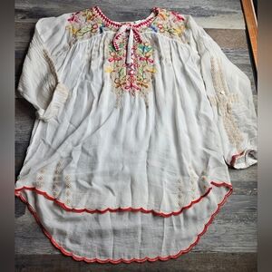 Johnny Was Dragonfly Blouse Boho Tunic Size Large